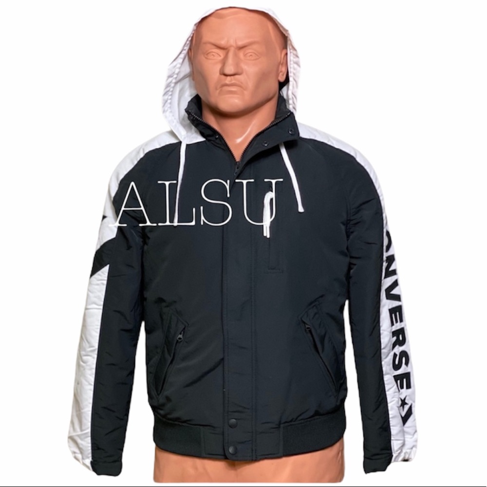 Converse Boat Men’s Jacket Black White New, sXL - Picture 3 of 6